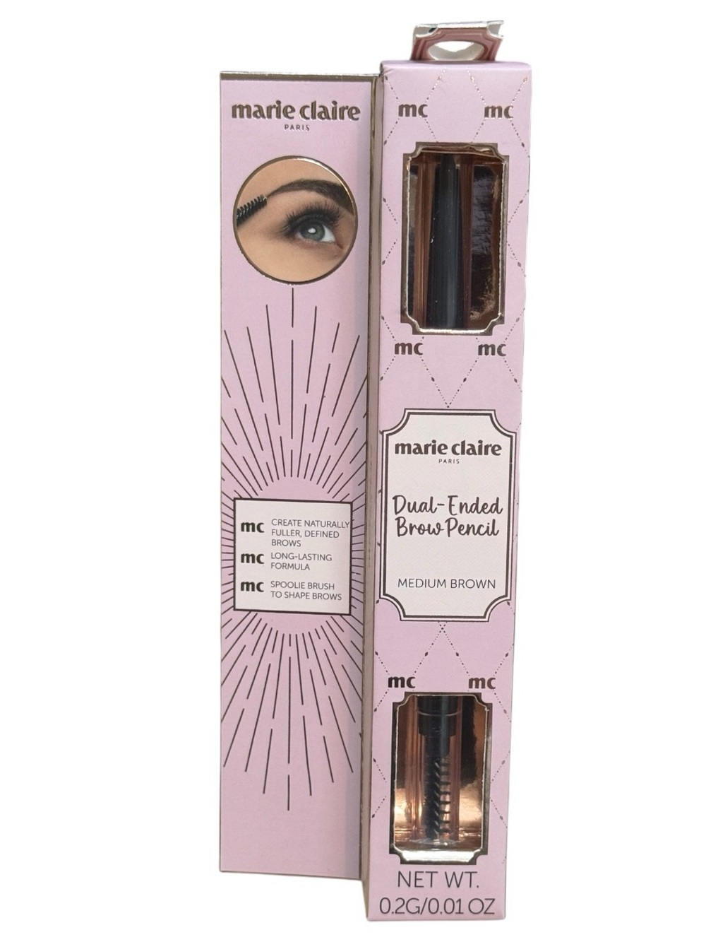 Marie Claire Paris Dual-Ended Brow Pencil in Medium Brown NWT